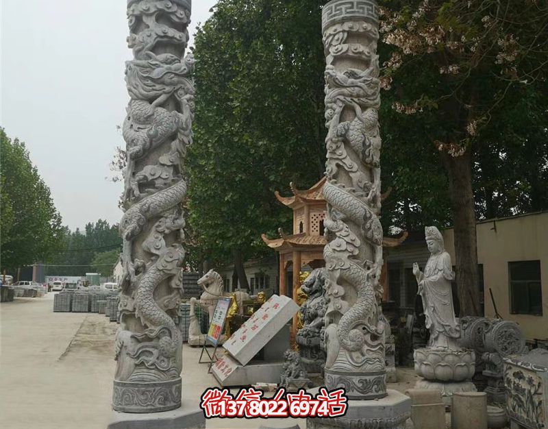 龍柱石雕,裝點(diǎn)寺廟門前 龍柱石雕,裝點(diǎn)寺廟門前
