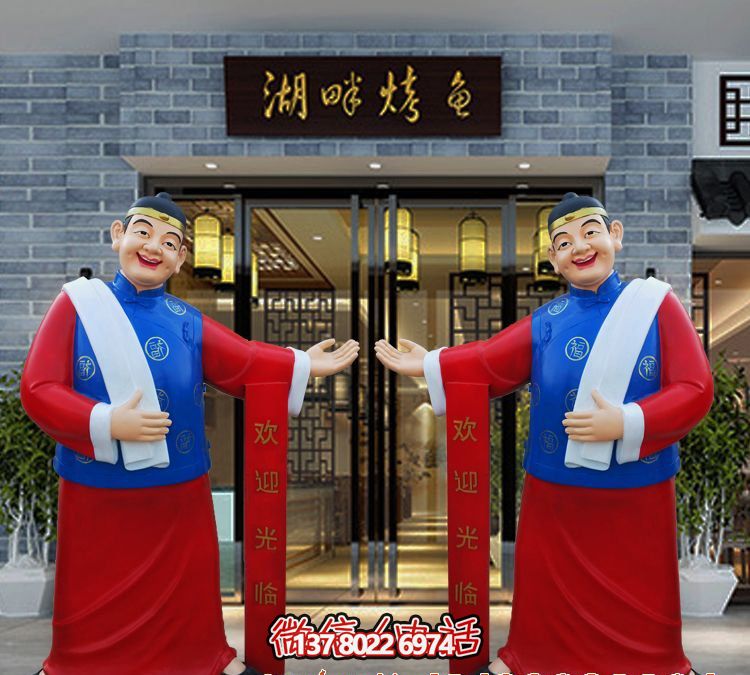 玻璃鋼精美彩繪迎賓雕塑，為您的酒店門口增添藝術氣息