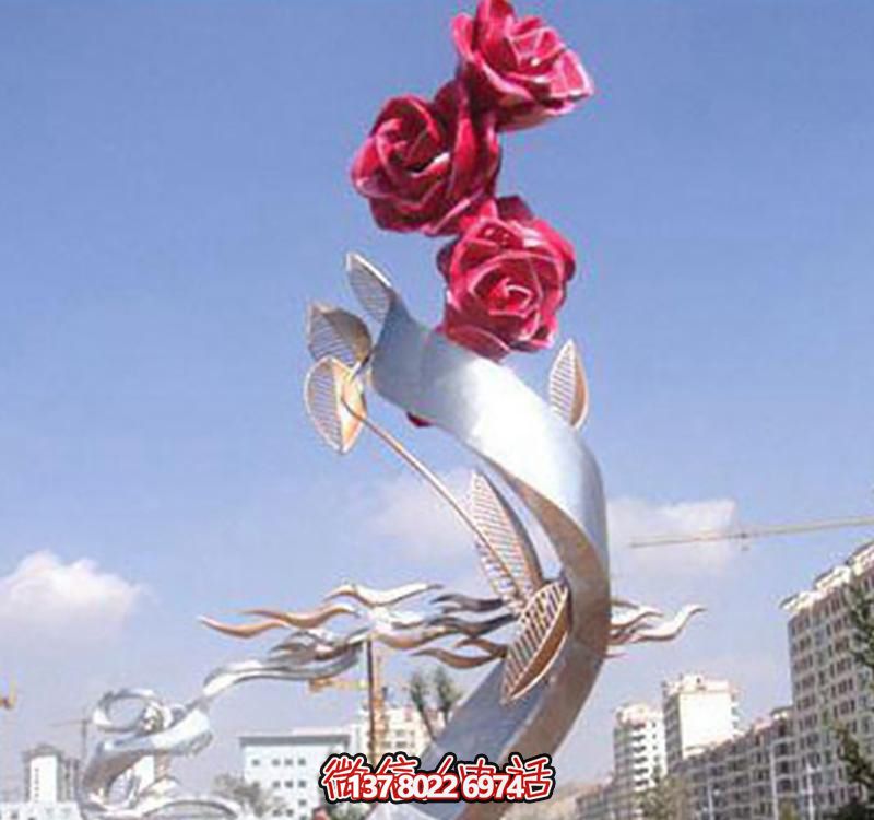 不銹鋼玫瑰雕塑——點綴景觀廣場 不銹鋼玫瑰雕塑——點綴景觀廣場