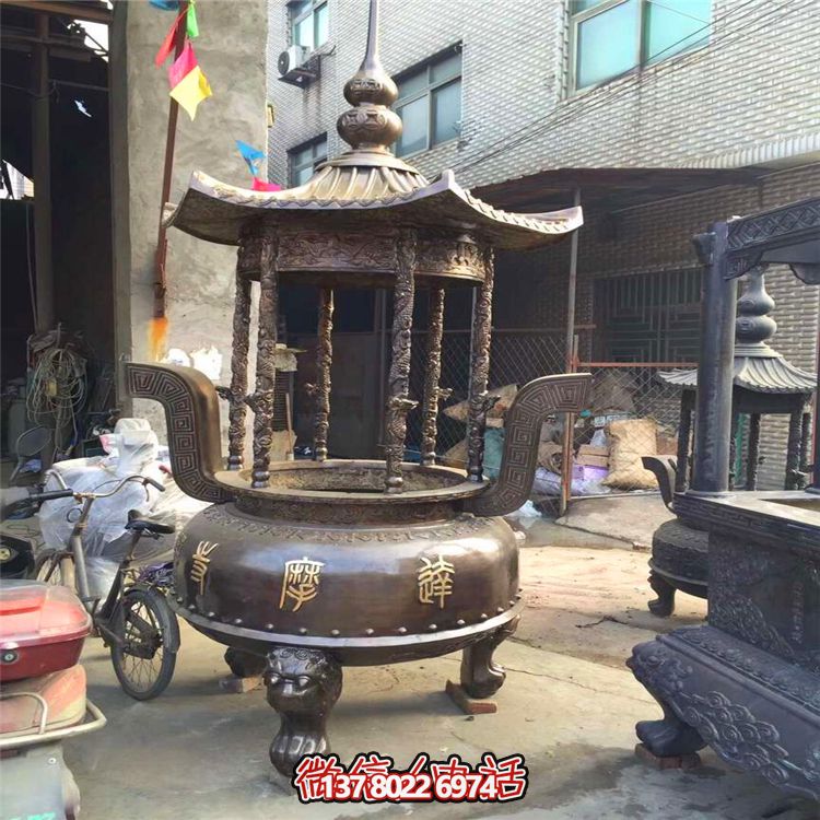 仿古寶蓋圓形香爐,擺放于寺廟、道觀等室內 仿古寶蓋圓形香爐,擺放于寺廟、道觀等室內