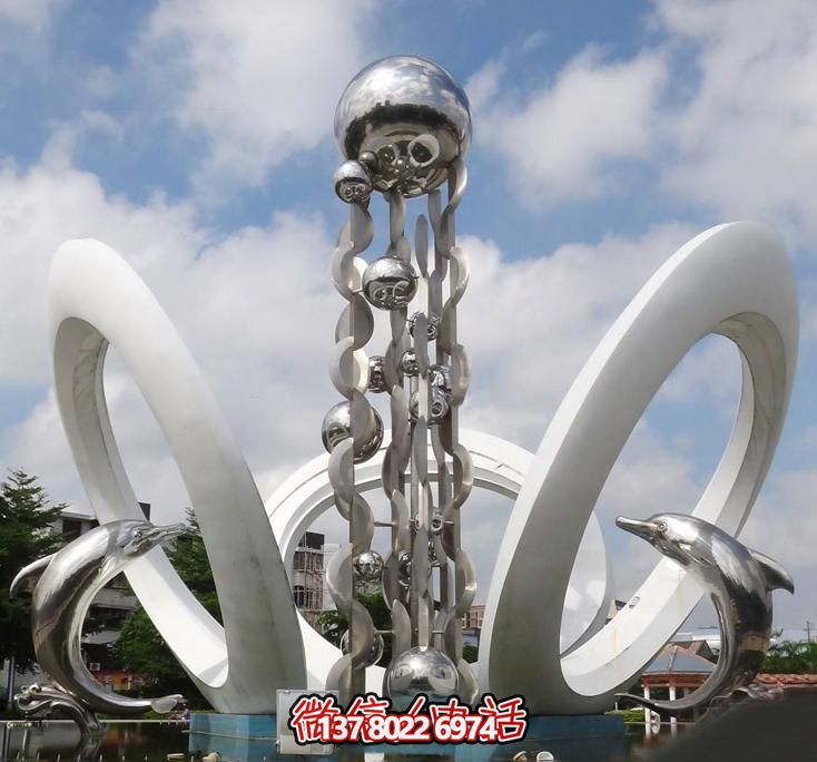 海豚個性不銹鋼雕塑，大型廣場裝飾裝置