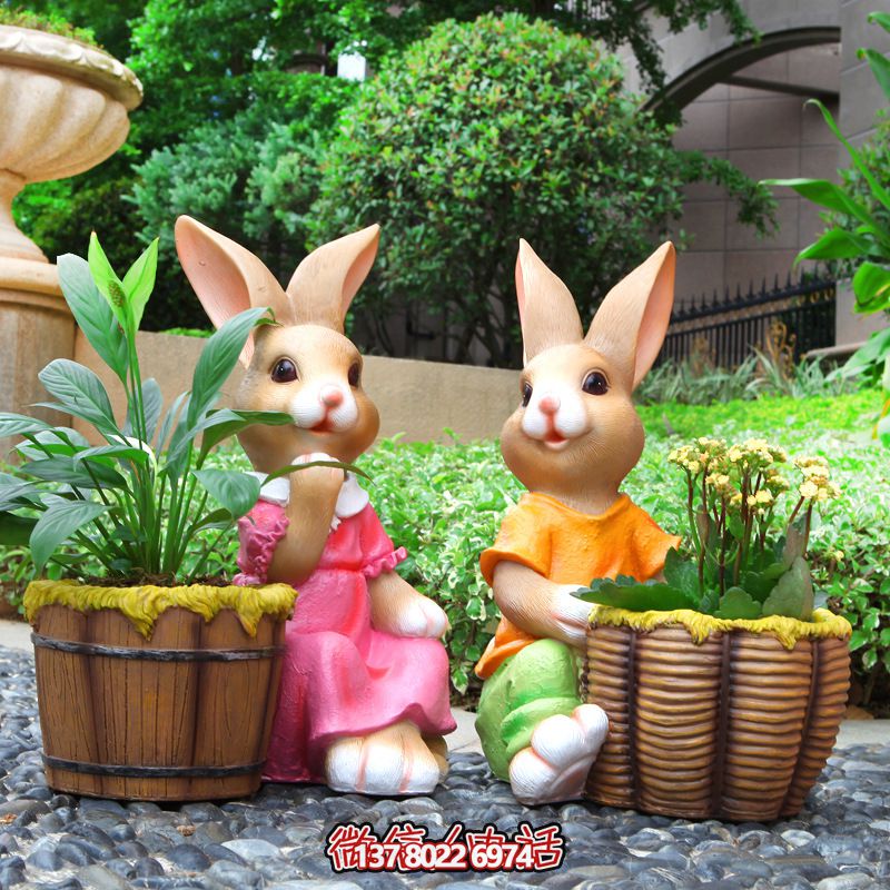 彩繪玻璃鋼兔子雕塑,點綴戶外公園裝飾 彩繪玻璃鋼兔子雕塑,點綴戶外公園裝飾