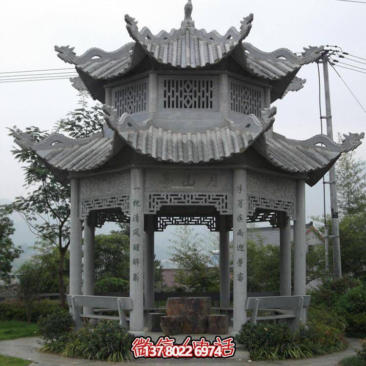 仿古青石涼亭，美觀大方，雕塑精美