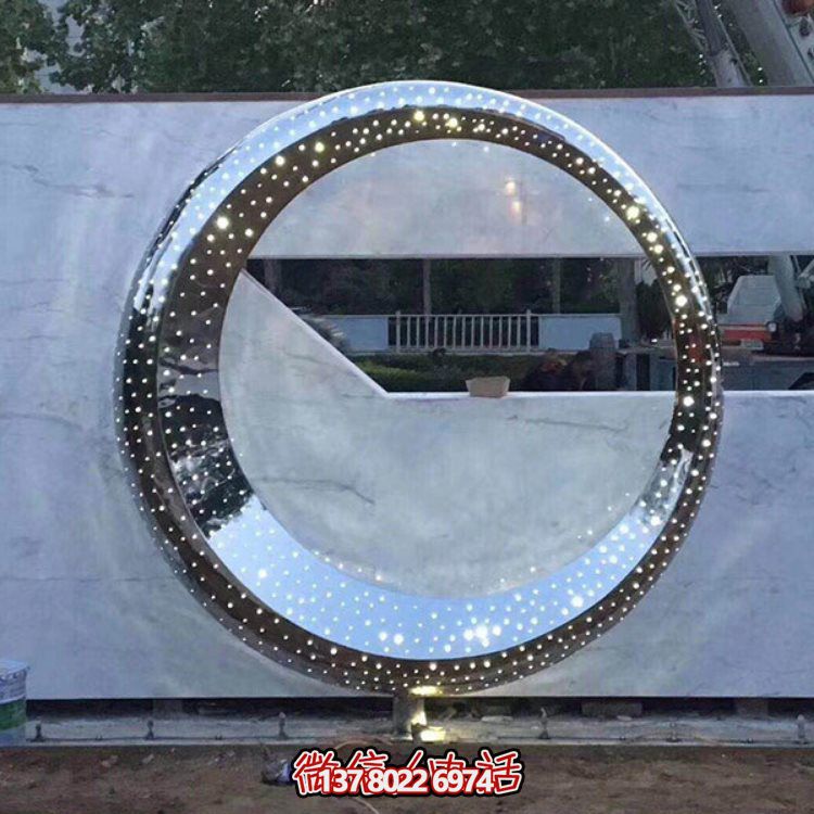 不銹鋼海豚景觀雕塑，提升酒店會所的抽象圓環氛圍