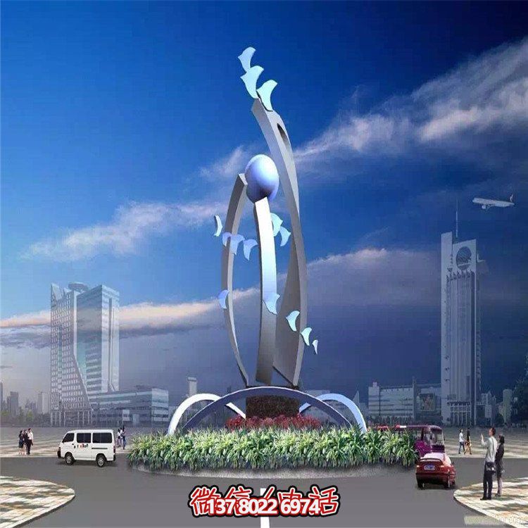 大型不銹鋼抽象藝術飛翔雕塑，豐富景觀廣場