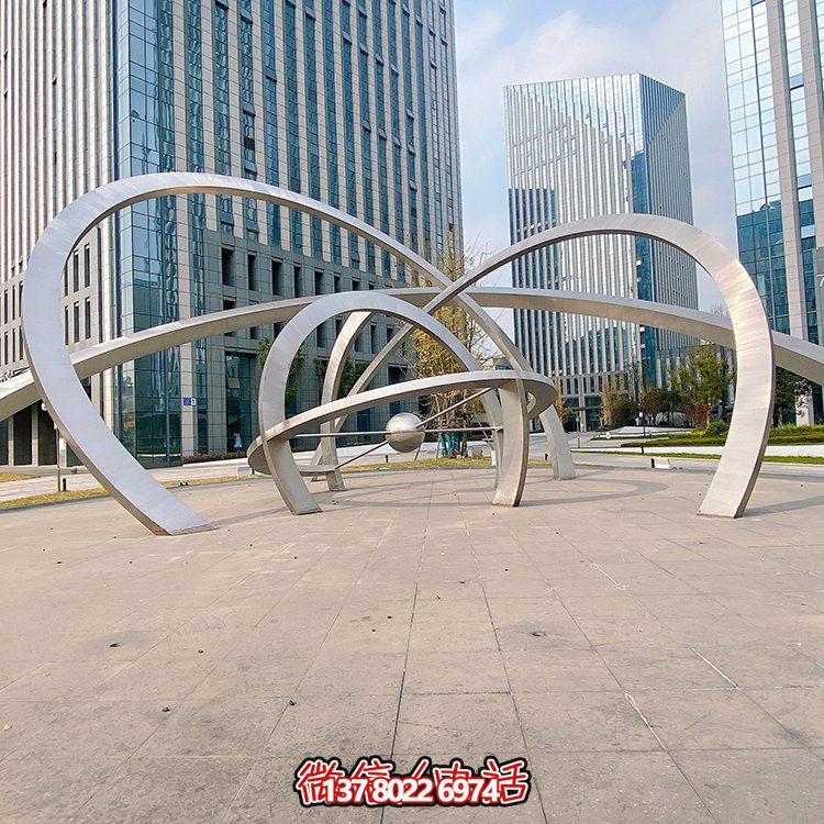 不銹鋼雕塑梅花鹿，現代幾何園林景觀裝飾