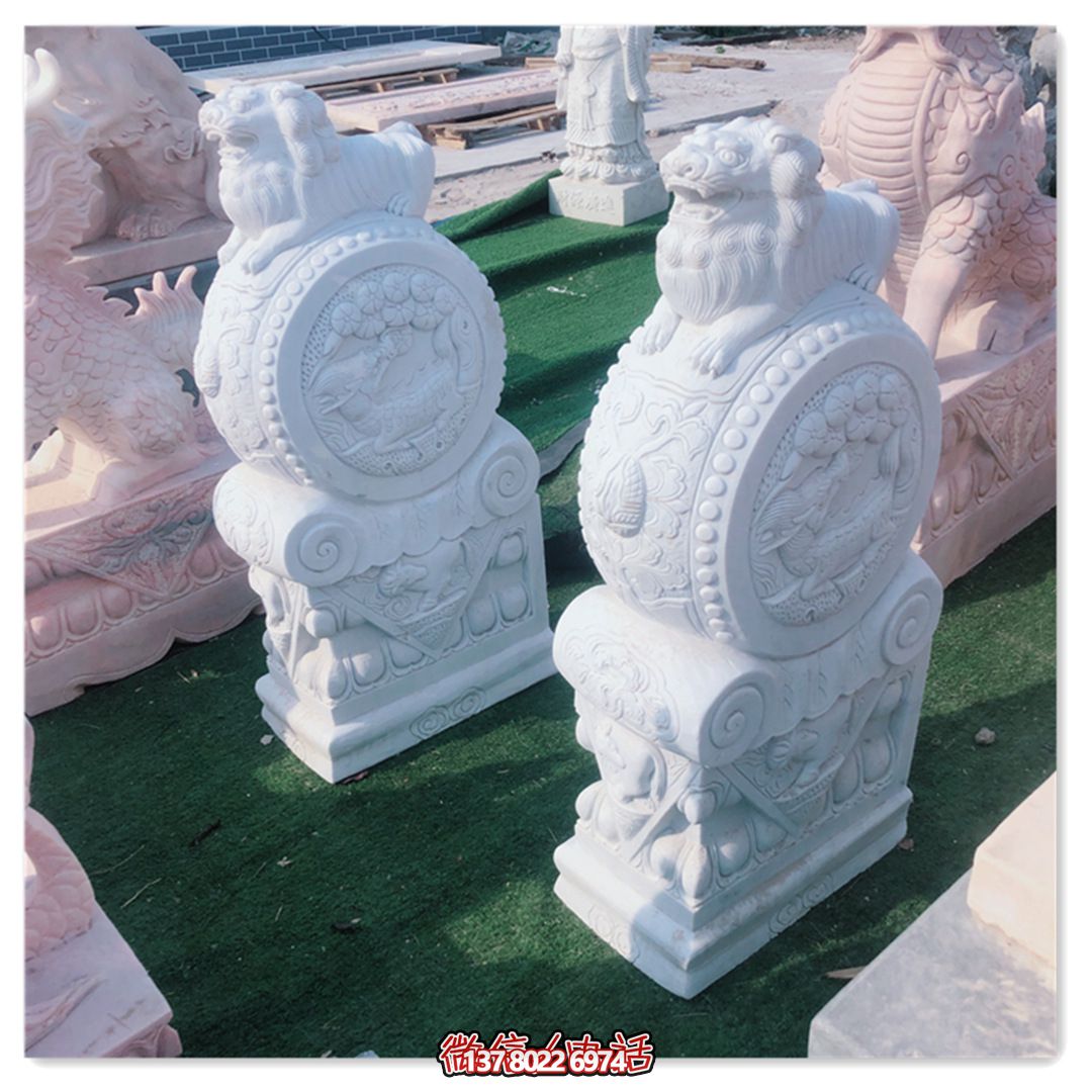 精美石雕獅子雕塑，裝點精致庭院