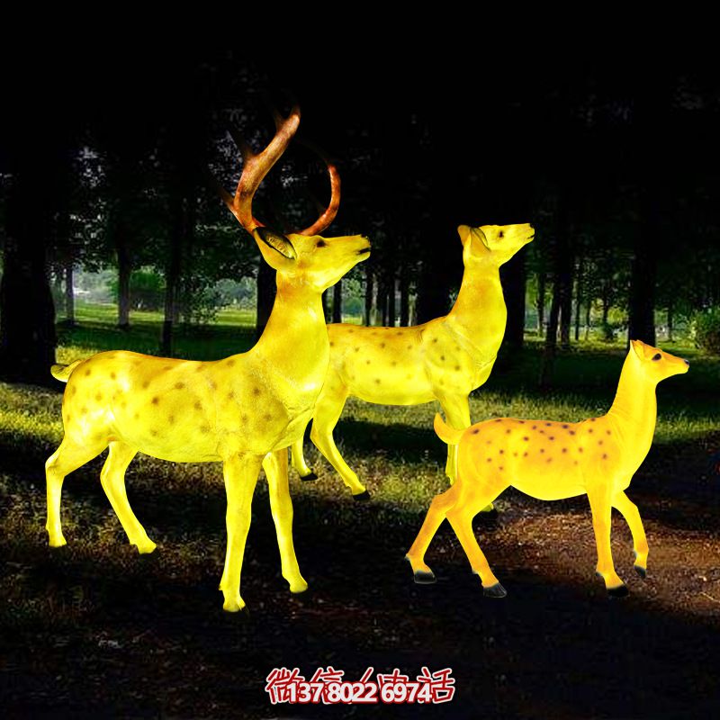 玻璃鋼梅花鹿雕塑照明，點亮夜晚的創意廣場