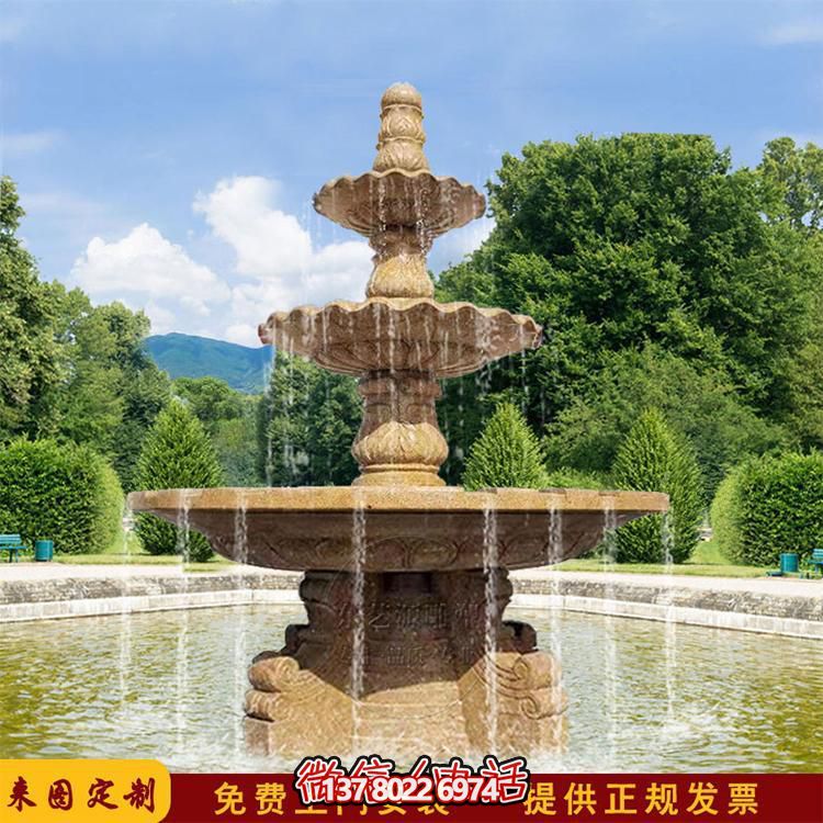 流水紅晚霞，石雕戶(hù)外景區(qū)擺件