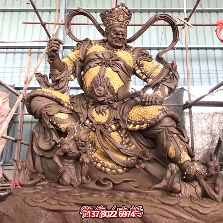 景區寺廟大型不銹鋼仿銅踩小人的天王雕塑 景區寺廟大型不銹鋼仿銅踩小人的天王雕塑