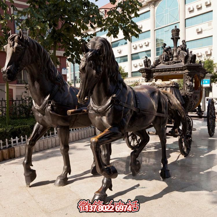 玻璃鋼仿銅馬車(chē)動(dòng)物景觀園林模型雕塑
