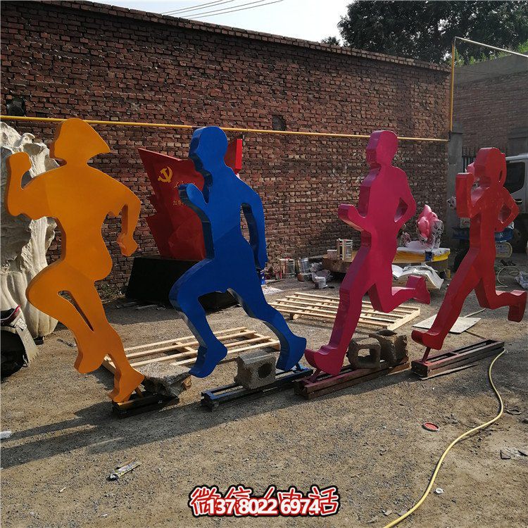 跑步，玻璃鋼剪影抽象人物運(yùn)動雕塑