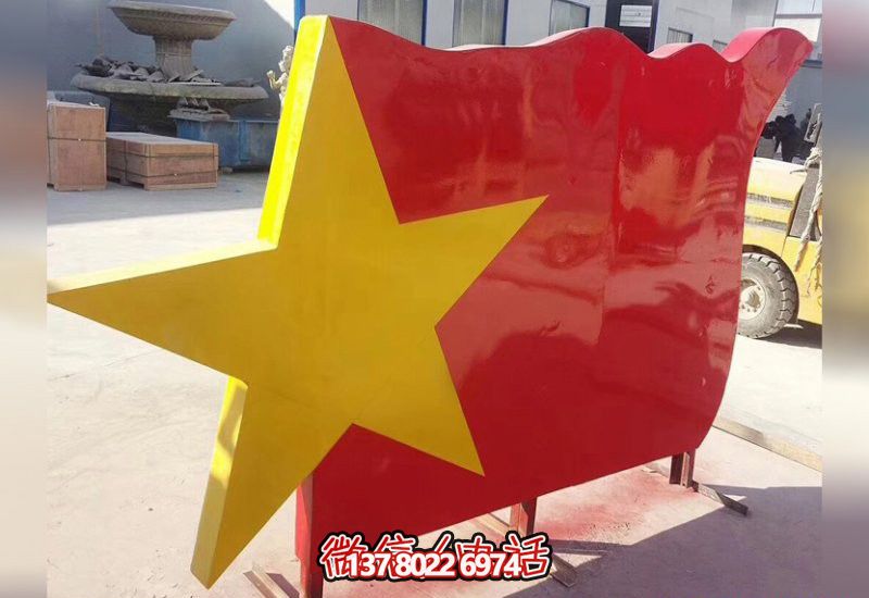 校園創意紅旗玻璃鋼彩繪旗幟雕塑 校園創意紅旗玻璃鋼彩繪旗幟雕塑